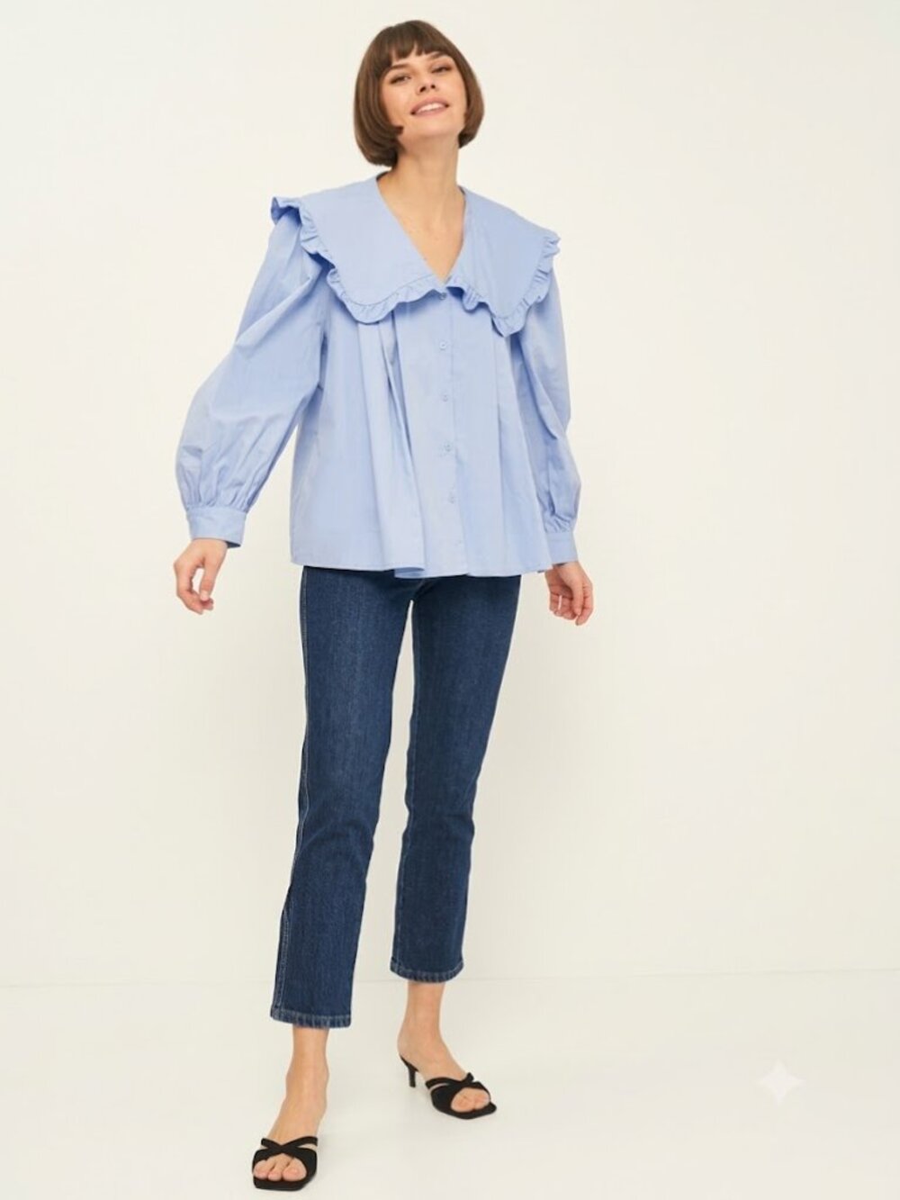 Zara Poplin Blouse With Peter Pan Collar - XS - Picture 4 of 7